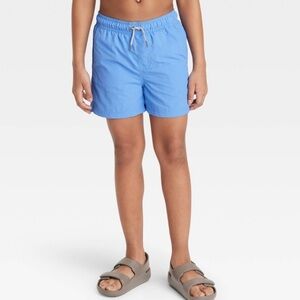 NWT Boy's Art Class Mid-Thigh Length Pull On Swim Trunks Drawstring UPF 50+